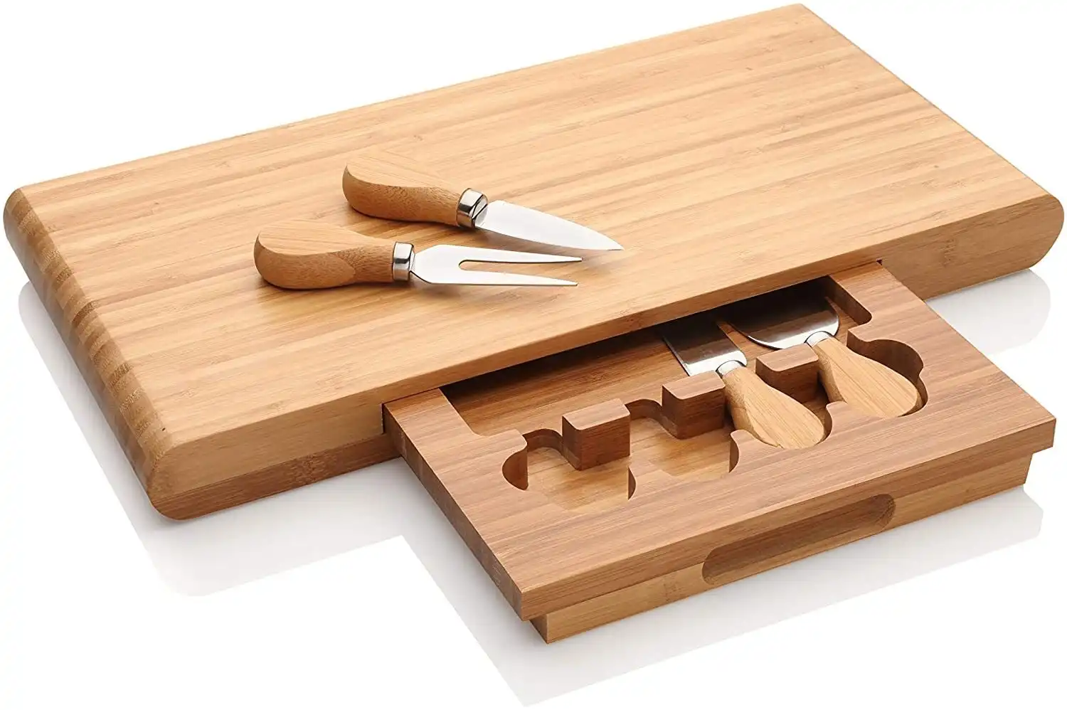 Stanley Rogers Wooden Bamboo Cheese Board 5 Pieces Knives Set Tools