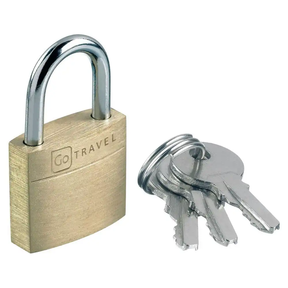 Go Travel Brass Key Case Padlocks Suitcase/Luggage Safety Lock w/ 3pc Keys Gold
