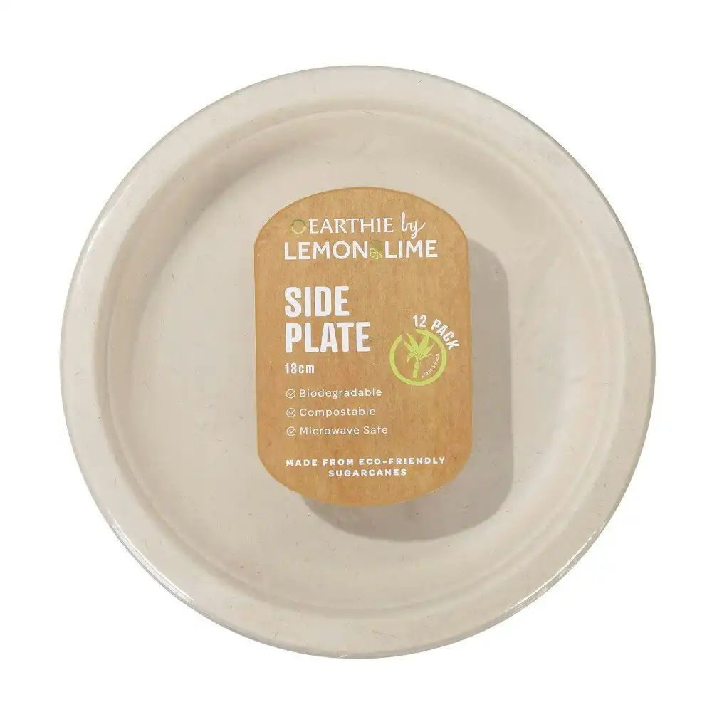 120pc Lemon & Lime Eco-Friendly/Biodegradable Disposable 18cm Side Plate Natural