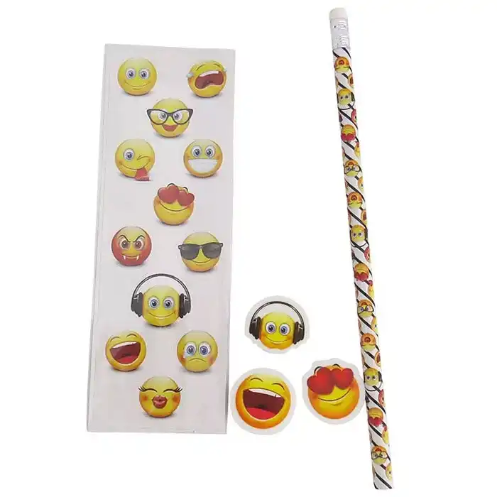 Emoticon Mini Showbag w/Notebooks/Sticker Sheet/Stamp/Badges/Splat Ball/Keychain