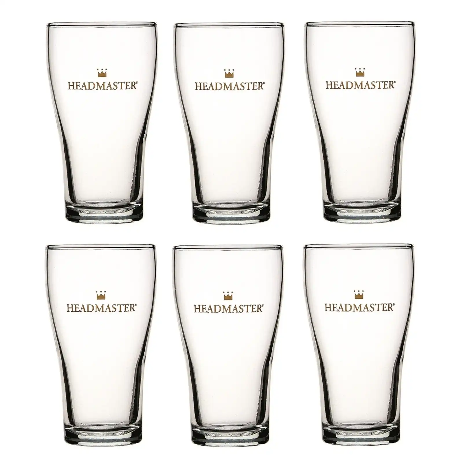 CROWN NUCLEATED Headmaster BEER CONICAL GLASSES 425ml - Set of 6