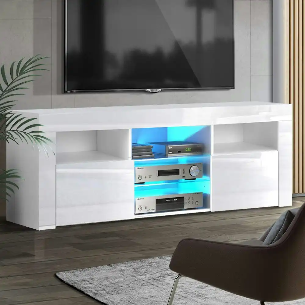 Artiss TV Cabinet Led Rgb Entertainment Unit White Glossy Furniture 160CM
