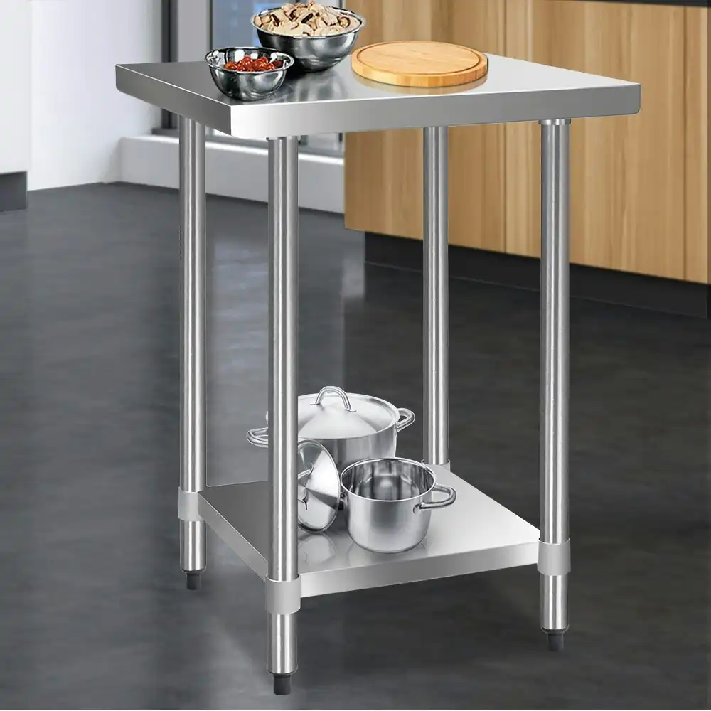 Cefito 610x610mm Stainless Steel Kitchen bench 430 Food Grade Work Bench Food Prep Table
