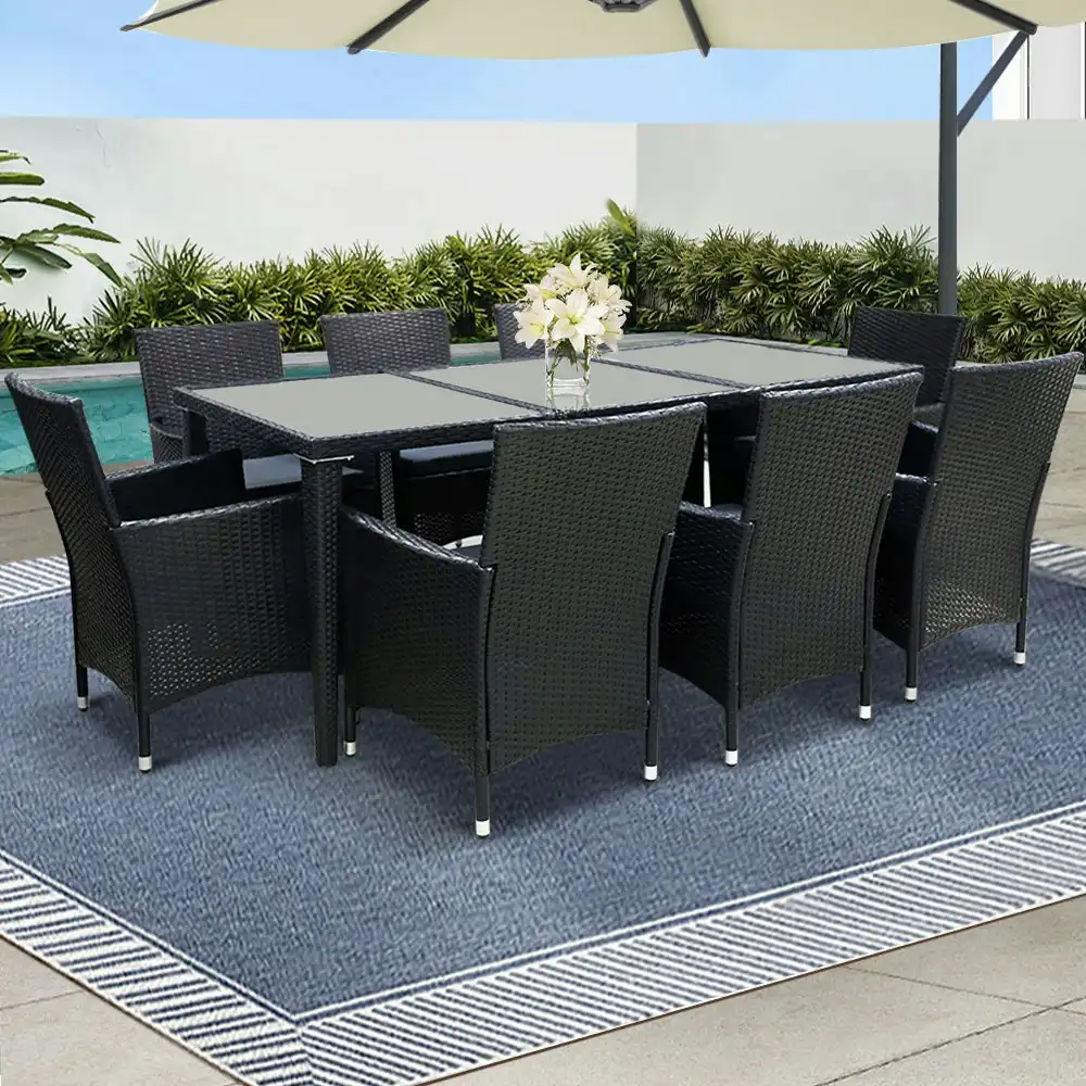 Gardeon 9 PCS Outdoor Dining Set Furniture Chair Table Rattan Wicker