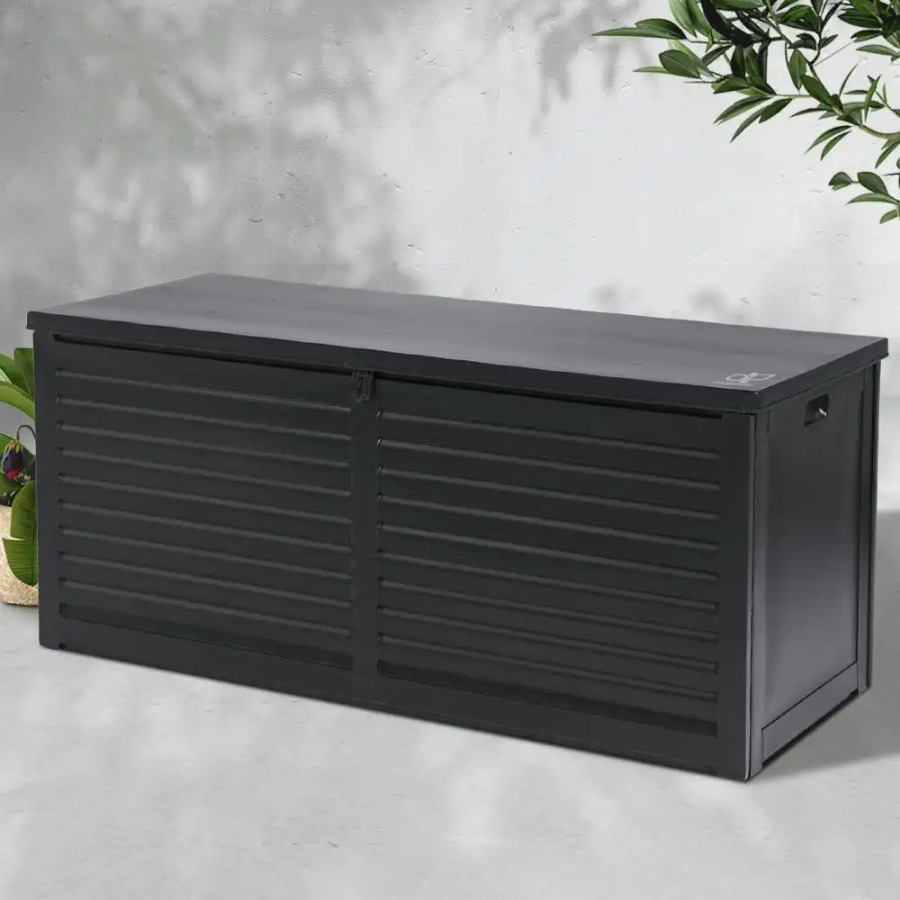 Gardeon Outdoor Storage Box 490L Bench Container Indoor Garden CabinetToy Tool Sheds Deck Black