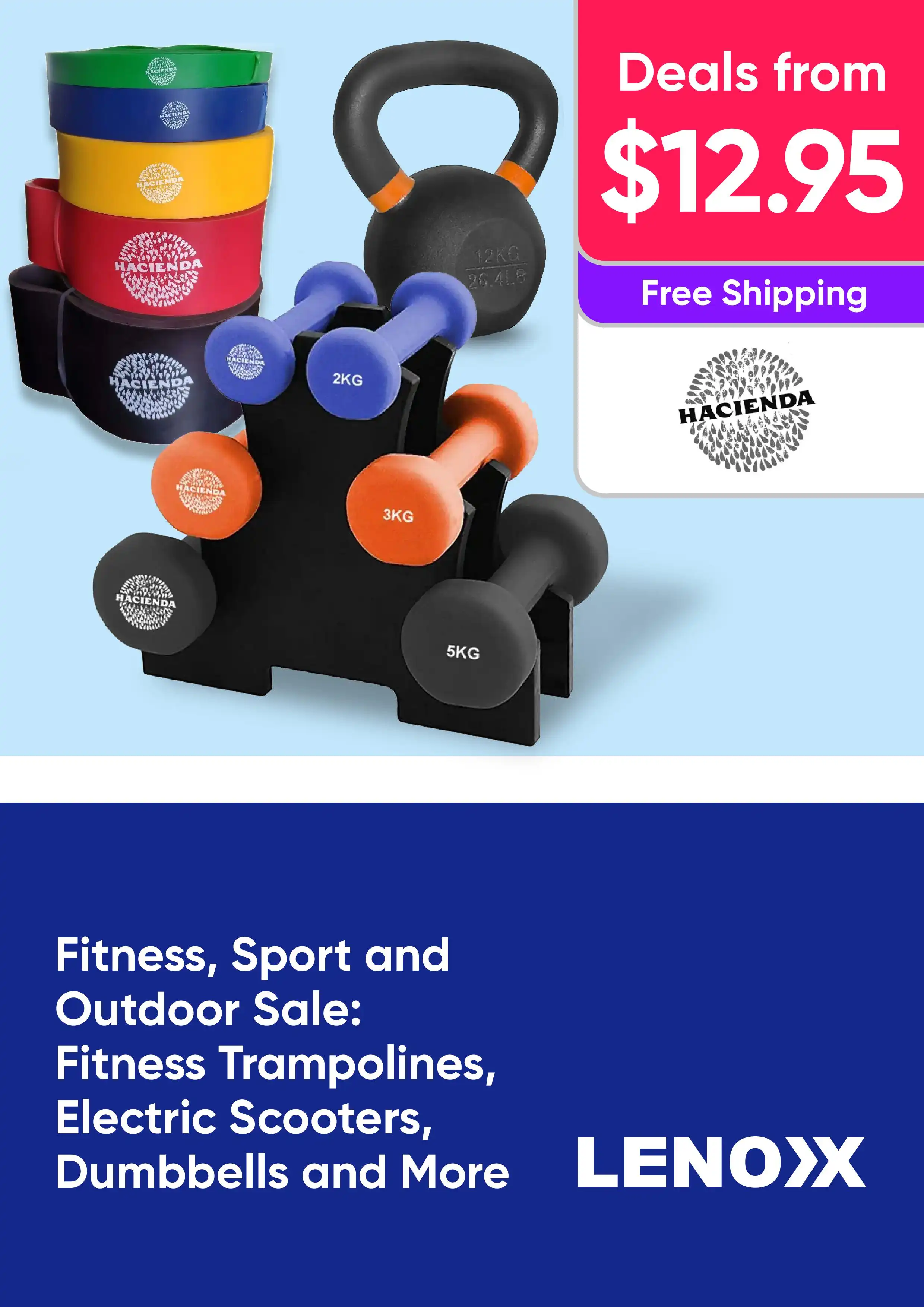 Fitness, Sport and Outdoor Sale - Fitness Trampolines, Electric Scooters, Dumbbells and More - Hacienda - deals from $12.95
