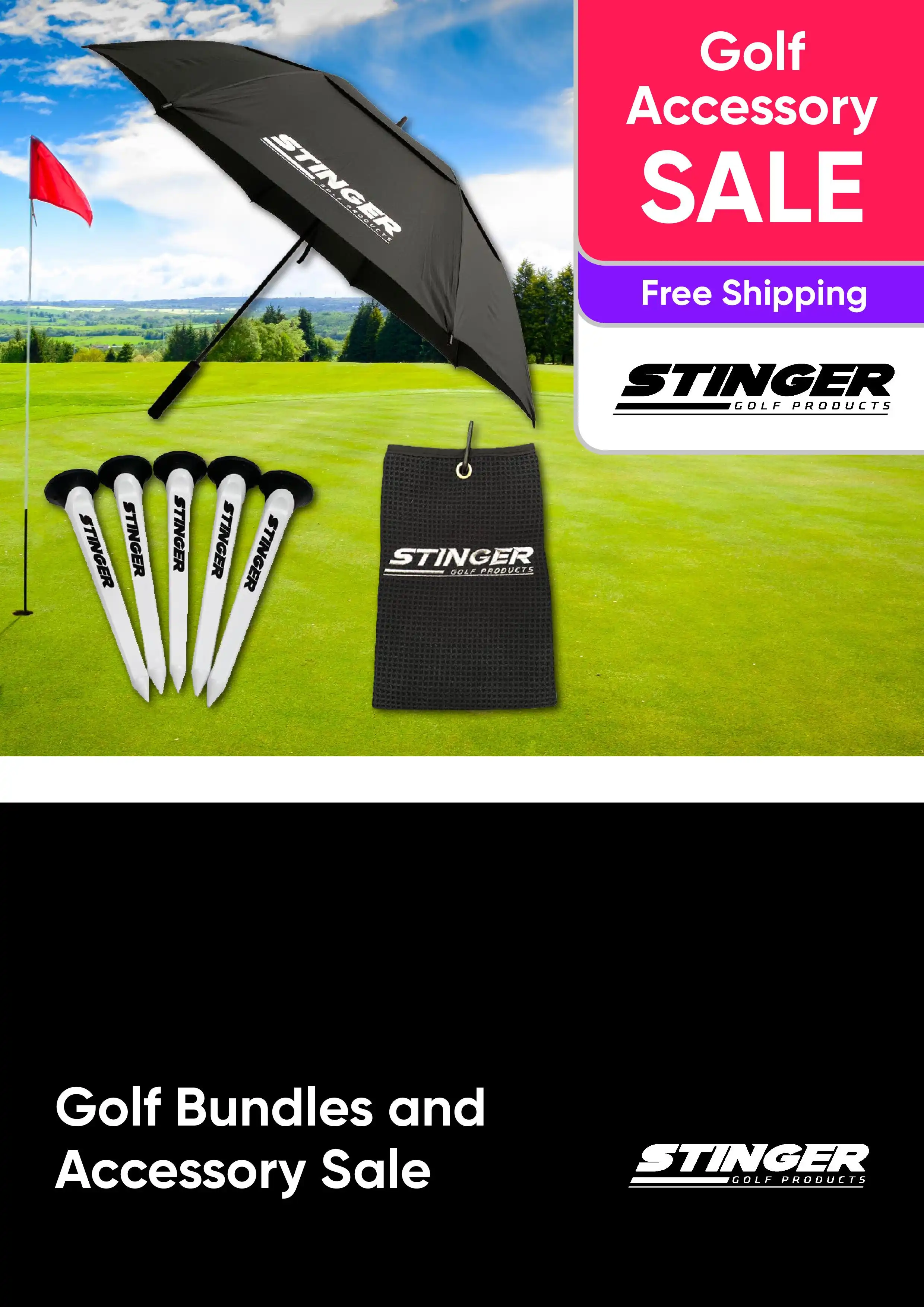 Golf Bundles and Accessory Sale - Umbrellas, Tees and more - Stinger Golf Products - Free Shipping