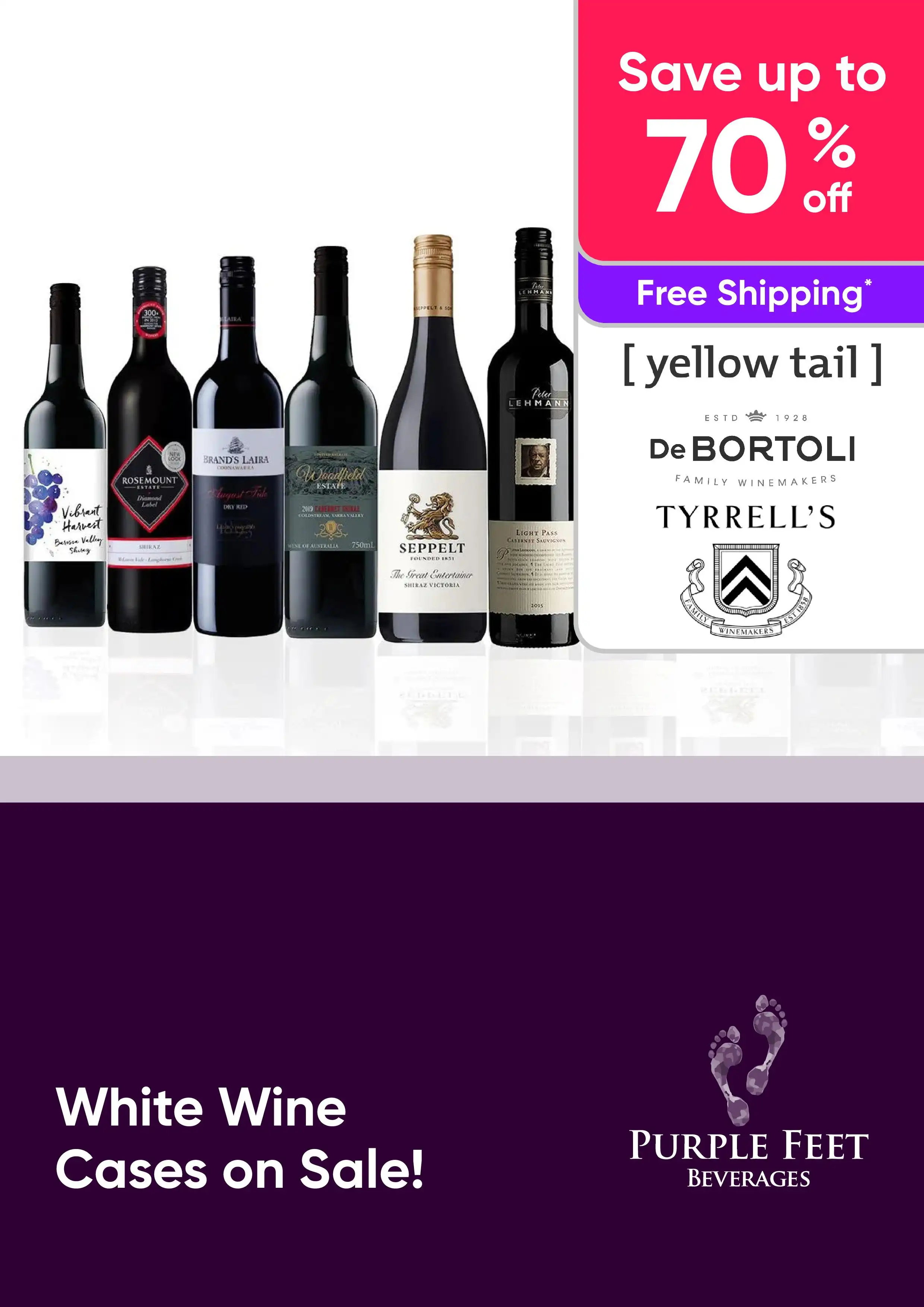 White Wine Cases on Sale! - Yellow Tail, De Bortoli, Tyrrell's - Save Up to 70%