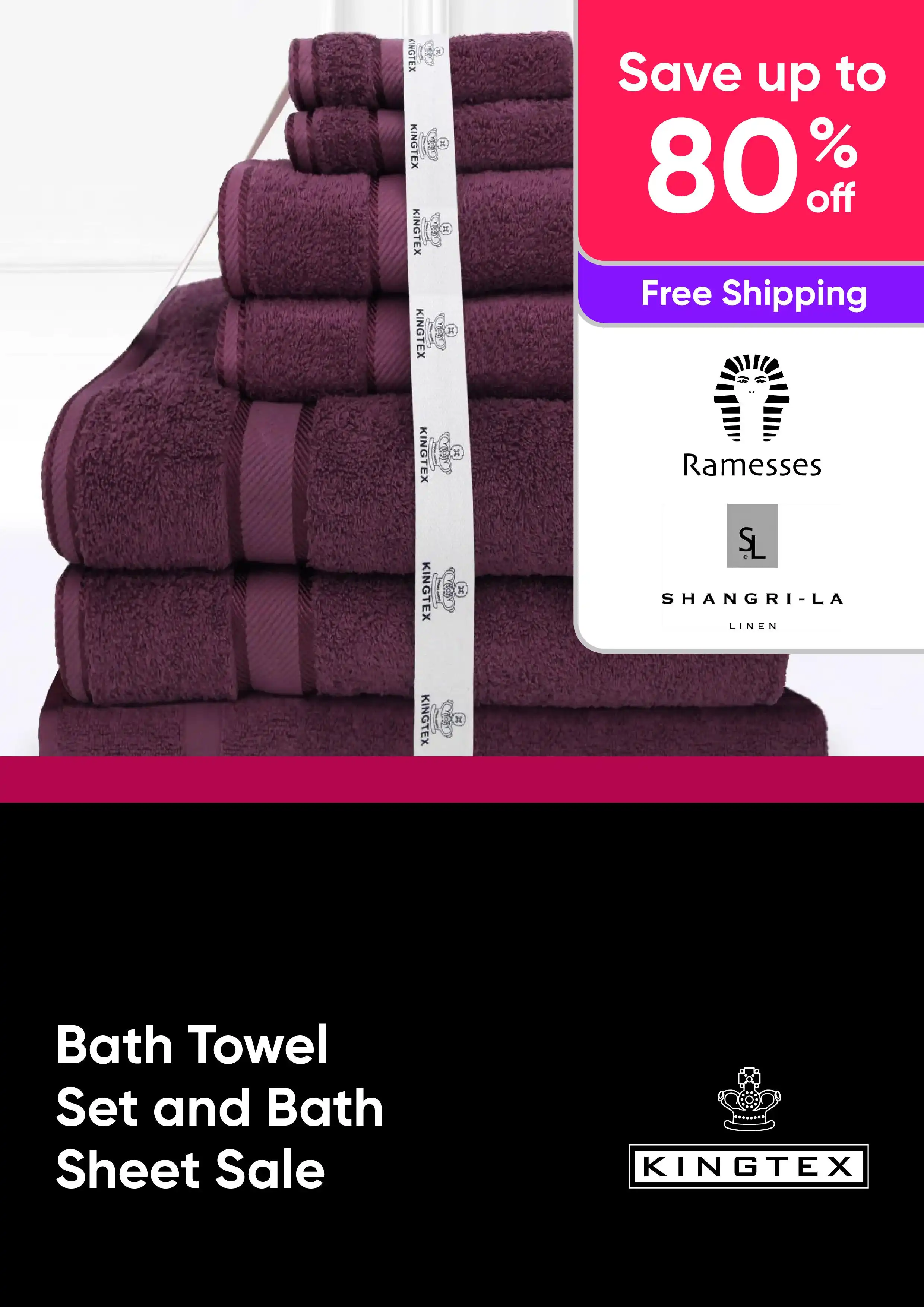 Bath Towel Set and Bath Sheet Sale - Ramesses, Shangir-la - Up to 80% Off