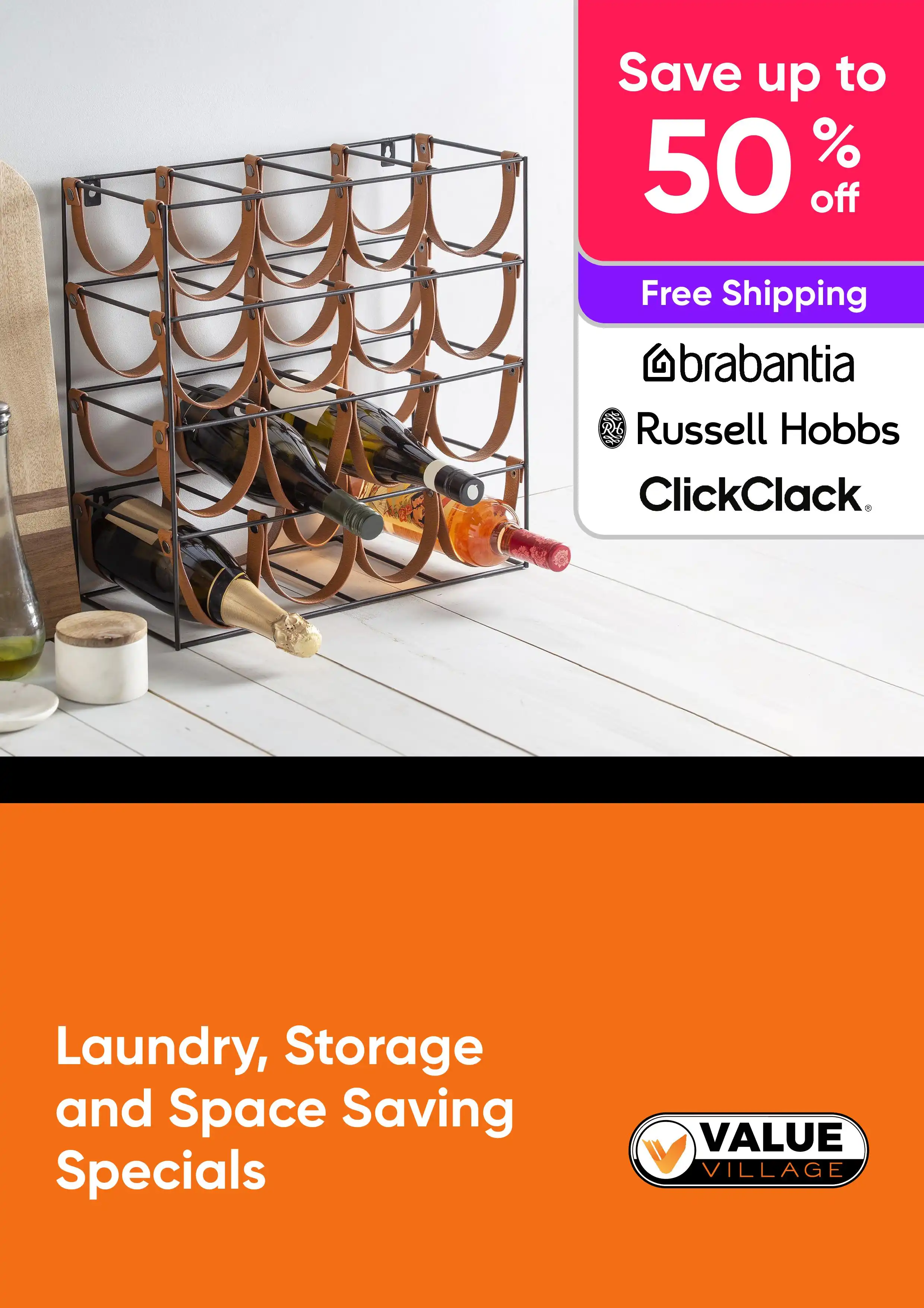 Laundry, Storage and Space Saving Specials - Waste Bins, Ironing, Baskets and More - Brabantia, Russell Hobbs, Click Clack - Up to 50% Off 