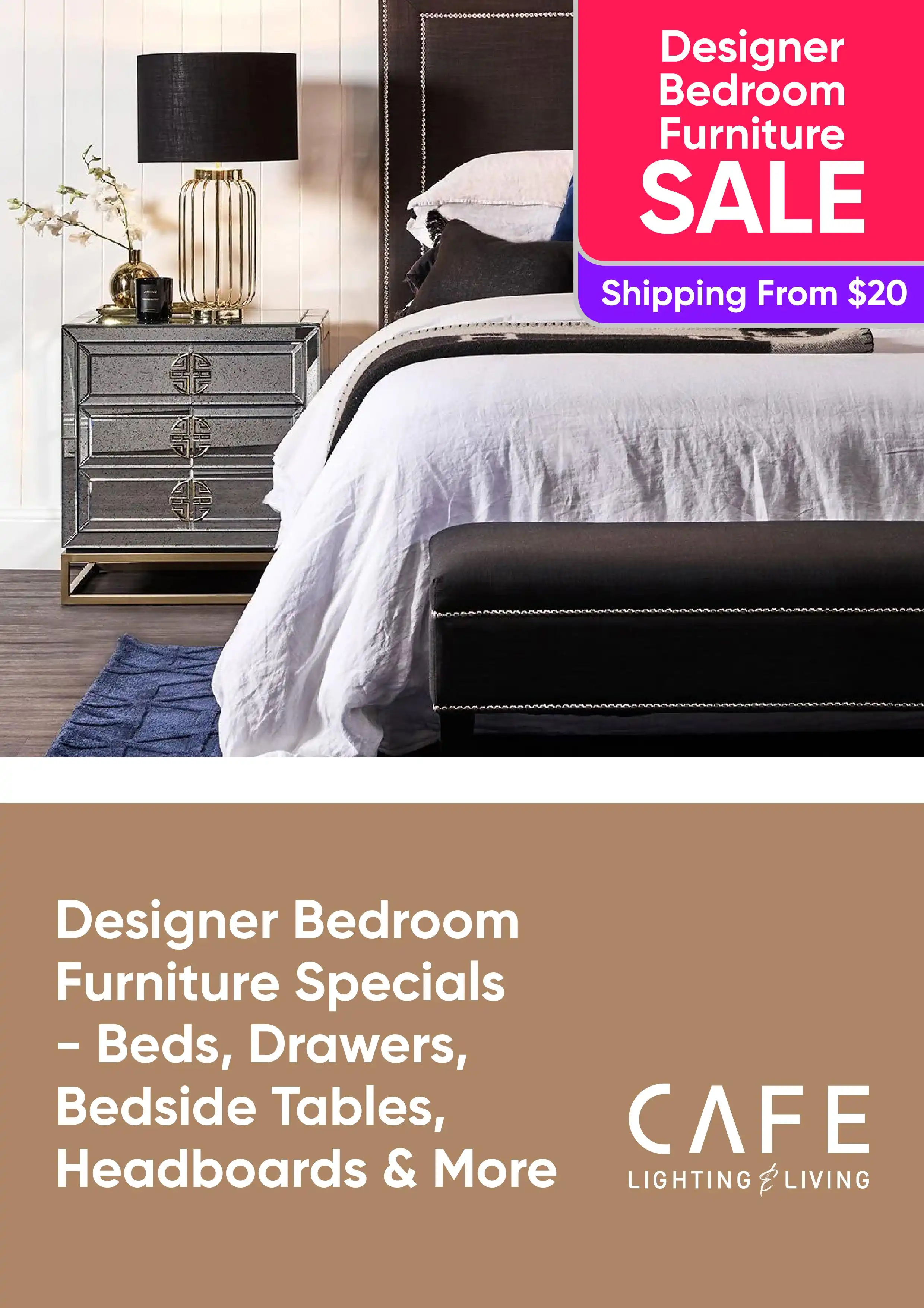 Designer Bedroom Furniture Specials - Beds, Drawers, Bedside Tables, Headboards and More
