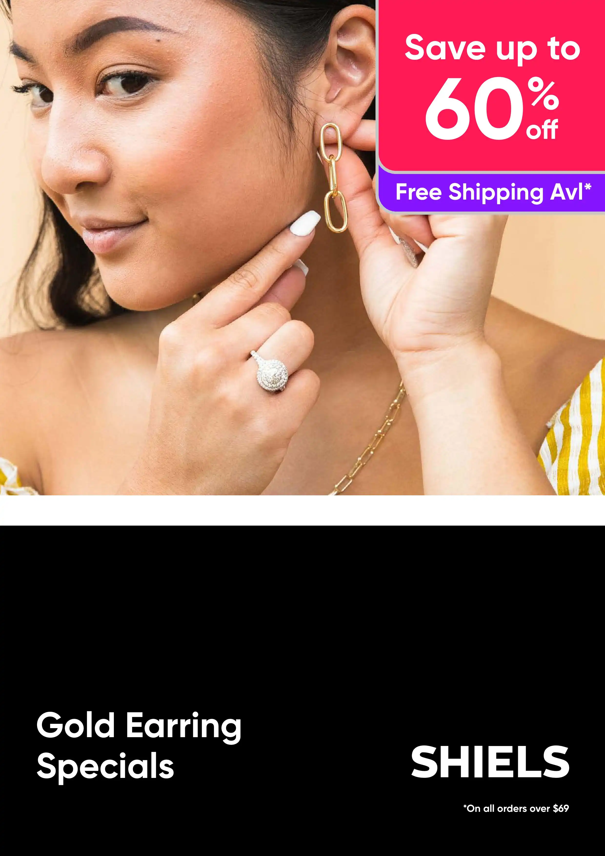 Gold Earrings - Up to 60% Off